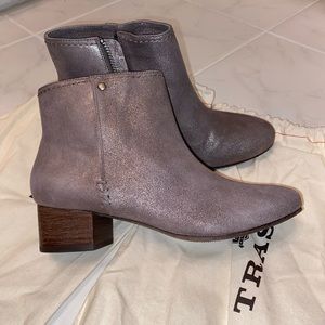Trask vivian metallic suede bootie